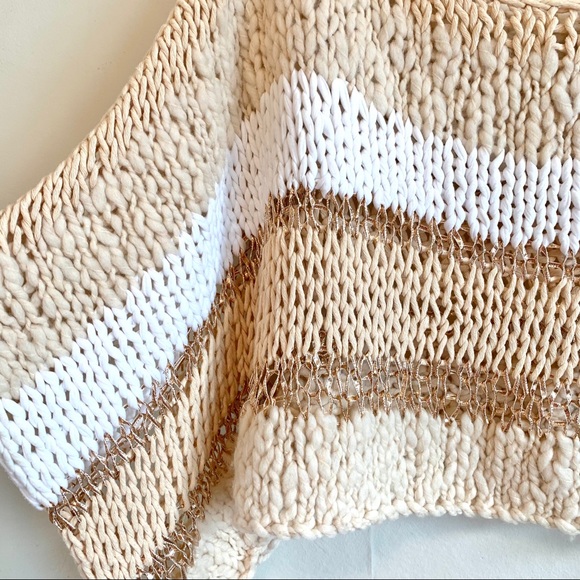 Free People Cropped Knit Sparkle Oversized Sweater - Picture 3 of 14